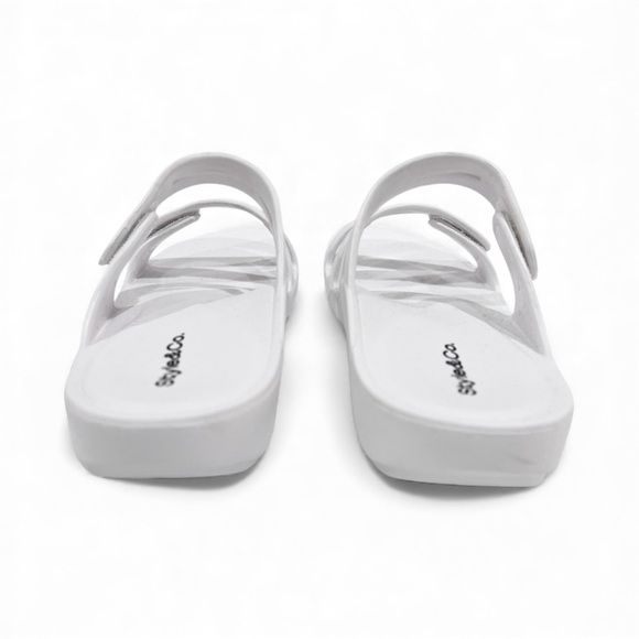 Style & Co Jessaa White EVA Double Band Slide Sandals Adjustable Strap 8 NEW - Picture 6 of 15